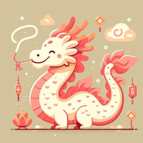 Premium Vector | A flat design illustration of cute mystical creature from chinese Chinese Dragon Illustration, Mythology Illustration, Doodles Sketches, Mystical Creature, Dragon Chino, Dragon Year, Cute Dragon, Flat Design Illustration, Dragon Illustration