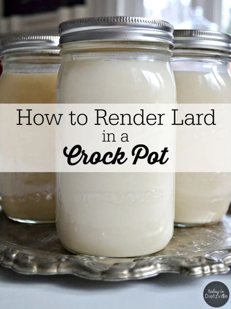 How To Render Lard In A Crock Pot | All The Nourishing Things Homemade Lard, Render Lard, Lard Recipe, Rendering Lard, How To Render, Canning Food Preservation, Pie Crusts, Beauty People, Crock Pot Slow Cooker