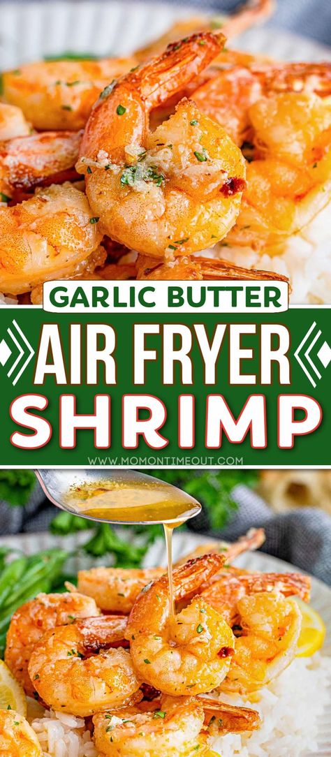 Air Fryer Shrimp Scampi Recipes, Shrimp Air Fryer Recipes, Air Fryer Shrimp Recipes, Garlic Herb Butter Sauce, Easy Air Fryer Shrimp, Shrimp Air Fryer, Herb Butter Sauce, Air Fryer Shrimp, Air Fryer Fish