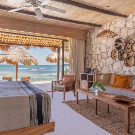 Beach Hotel Room, Luxury Hotel Bedroom, Resort Plan, Small Boutique Hotels, Tulum Hotels, Hotel Inspiration, Beachfront Hotels, Superior Room, Hotel Room Design