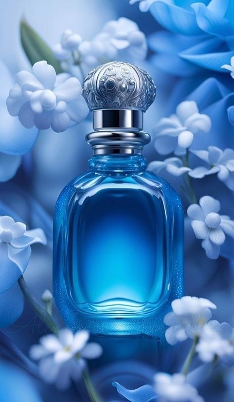 Homemade Perfume, Dark Blue Wallpaper, Perfume Jewelry, Bottle Perfume, Blue Perfume, Photo Logo Design, Blue Pictures, Bottle Jewelry, Iphone Wallpaper Girly