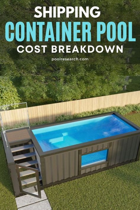 How much do shipping container pools cost? Find out here. Shipping Container Pool Cost, Piscina Container, Swimming Pool Cost, Container Pools, Shipping Container Swimming Pool, Container Homes Cost, Shipping Container Pool, Small Backyard Design Layout, Pool Cost