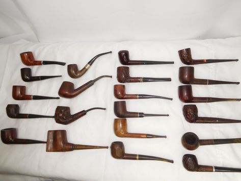 Huge Lot of Estate Pipes - Many Brands and styles in good condition.  These pipes have not been cleaned and would make a great lot for any hobbyist or restorer!  21 pipes in all.  See all the details below! Estate Pipes, Cigars, The Details, Wine Rack, For Sale