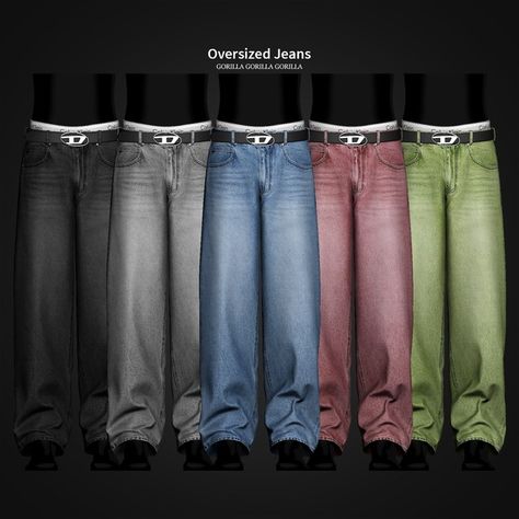 Oversized Jeans | Patreon Sims 4 Men Clothing, Gorilla Gorilla, Sims 4 Male Clothes, Sims 4 Tsr, Sims 4 Cas Mods, Sims Packs, Pelo Sims, Free Sims 4, Sims 4 Body Mods