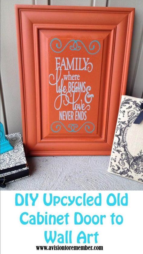 Repurposed Cabinet Door Ideas for Signs Cabinet Door Repurposed, Door Upcycle, Cabinet Door Crafts, Door Repurposed, Family Room Wall Art, Cabinet Door Ideas, Family Room Wall, Cabinet Doors Repurposed, Old Cabinet Doors