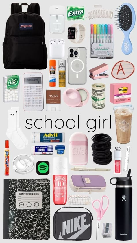 Schul Survival Kits, Middle School Essentials, School Emergency Kit, School Backpack Essentials, Preppy School Supplies, Studera Motivation, School Survival Kits, Back To School Bag, Pretty School Supplies