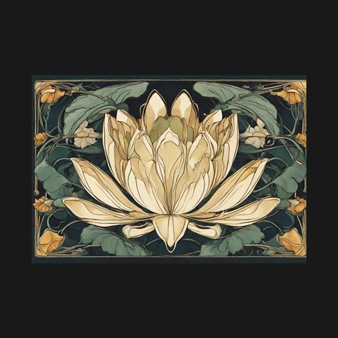 Check out this awesome 'Lotus+Art+nouveau+style' design on @TeePublic! Art Nouveau Lotus Flower, Pragmatic Utopia, Art Nouveau Lotus, Art Nuevo, Symbol Of Creation, Nouveau Flowers, Liberty Art, Art Nouveau Flowers, Lotus Art