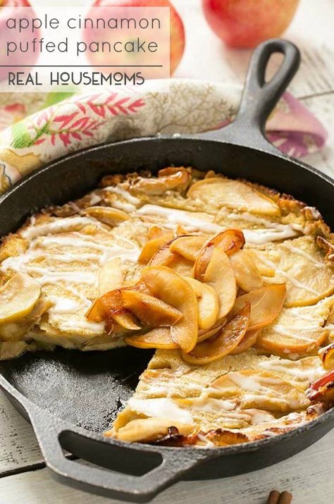 Apple Cinnamon Puffed Pancake Puffed Pancake, Puff Pancake, Cinnamon Glaze, Baked Pancakes, Crepe Cakes, Apple Pancakes, Curry Recipes Indian, Mille Crepe, Fall Breakfast