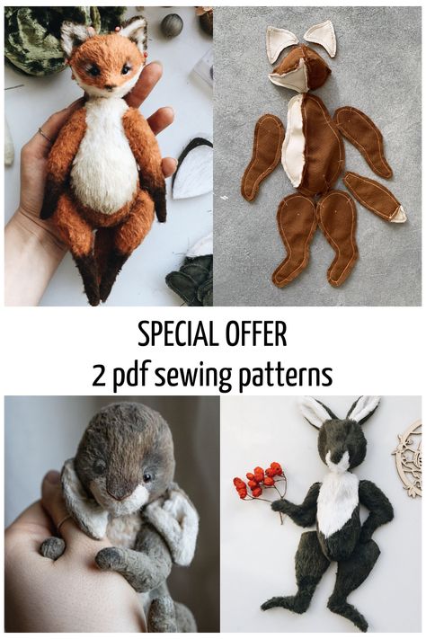 sewing toys easy Rabbit Sewing Pattern, Stuffed Animal Zoo, Rabbit Sewing, Fox Sewing Pattern, Animals Sewing, Diy Sensory Toys, Toy Rabbit, Teddy Bear Sewing Pattern, Boy Sewing