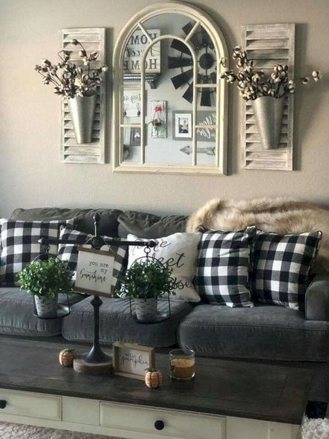 Farmhouse Living Room Design, Rustic Farmhouse Living Room, Farmhouse Living Room, Farmhouse Decor Living Room, Rustic Living Room, Living Room Design, Decor Minimalist, A Living Room, Farmhouse Living