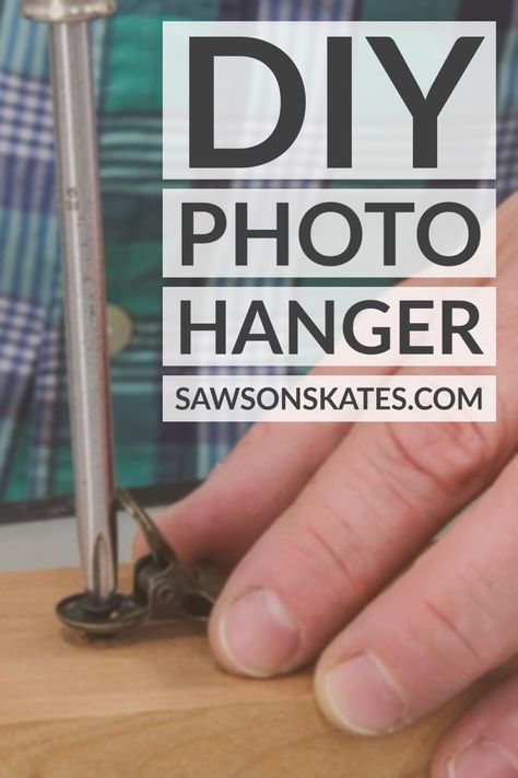 This DIY photo hanger is a clever way to display pictures, artwork, postcards, and more without using frames. It can be made in a few minutes using one piece of scrap wood, and just one straight cut. Display Photos Without Frames, Photo Hanger, Teeth Pictures, Picture Frame Hangers, Simple Woodworking Plans, Frame Hangers, Hanger Diy, Display Pictures, Display Photos