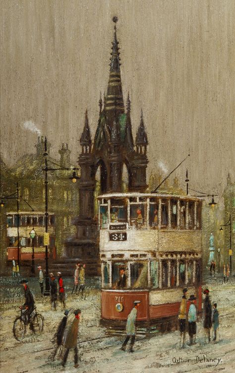 Arthur Delaney - Albert Square, Manchester [1975] | Flickr - Photo Sharing! Arthur Delaney, Rainy Painting, Fantasy Earth, Bristol Poster, I Love Manchester, L S Lowry, Tree Road, Dna Art, Abandoned Churches