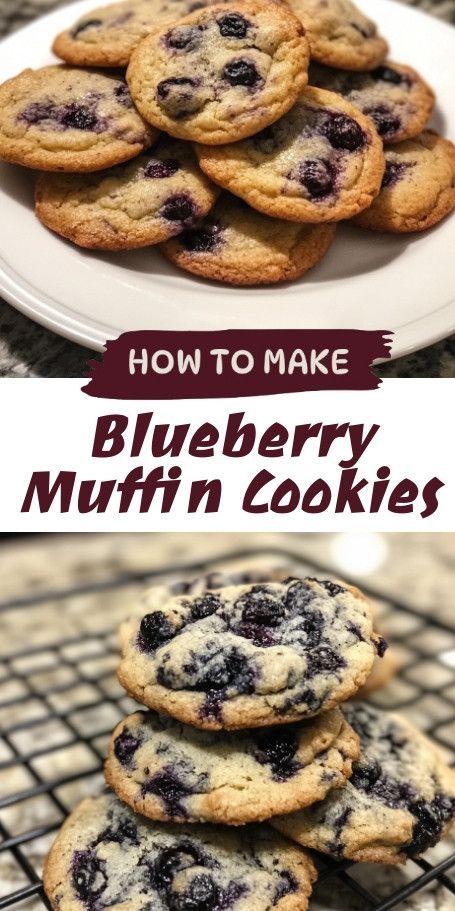 Blueberry Muffin Cookies: A Sweet Blend of Muffin and Cookie! Indulge in the perfect treat with these Blueberry Muffin Cookies that combine chewy cookies and fluffy muffins. Bursting with juicy blueberries and a hint of vanilla, this easy recipe yields 24 delicious cookies ready in just 30 minutes. Bake up some joy and celebrate berry season! #BlueberryCookies #MuffinCookies #HomemadeTreats #BakingLove Blueberry Muffin Cookies Recipe, Blueberry Muffin Cookies, Lemon Blueberry Cookies, Muffin Cookies, Fluffy Muffins, Strawberry Shortcake Cookies, Blueberry Cookies, Cookies Soft, Blueberry Lemon Cake