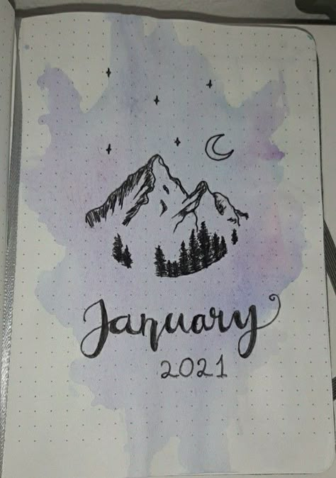 January Bujo Cover, January Bullet Journal Cover Ideas, Bujo Cover Ideas, January Bullet Journal Cover, Bullet Journal Tools, January Bujo, School Bullet Journal, Journal Weekly Layout, Bullet Journal Habit Tracker