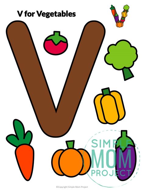 Vegetable Crafts Preschool, Letter V Preschool, Vegetables Craft, Letter V Crafts, Simple Mom Project, Kid Activites, Preschool Craft Activities, Alphabet Crafts Preschool, Crafts 2023