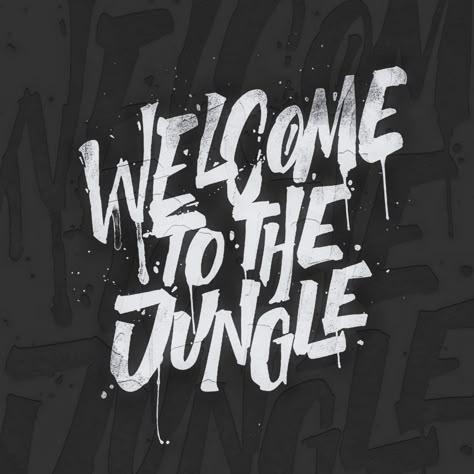 Welcome to the Jungle #lettering #calligraphy #rock Rock Typography, Jungle Font, Brand Refresh, Welcome To The Jungle, Lettering Calligraphy, Design Typography, Typography Design, Drawing Inspiration, Calligraphy