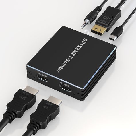 PRICES MAY VARY. DisplayPort-auf-Dual-HDMI-Adapter: Dieser DP-auf-2-HDMI-Splitter gibt ein DisplayPort-Quellsignal in zwei HDMI-Signale aus, so dass Sie zwei Monitore gleichzeitig für Arbeit und Spiel anschließen können, mit Unterstützung für den SST-Spiegelungsmodus und den erweiterten MST-Modus (MacOS unterstützt nur den SST-Modus). Befriedigen Sie Ihren Bedarf an mehreren Bildschirmen. (Hinweis: Kann nicht mit einem Hub/einer Dockingstation/KVM verwendet werden - bitte überprüfen Sie vor dem