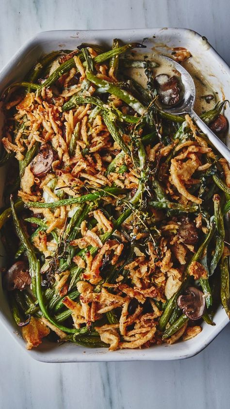 Garlicky Green Beans, Best Green Bean Casserole, Greenbean Casserole Recipe, Fresh Green Beans, Green Bean Recipes, Green Bean Casserole, Bean Casserole, Green Bean, Sliced Almonds