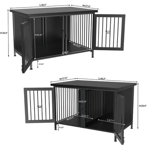 GDLF Double Dog Crate with Divider for 1 or 2 dogs, Indoor Kennel Cage (Int.dims:36.2”Wx24.5”Dx21”H) - Walmart.com Dog Crate Divider, Medium Dog Crate, Double Dog Crate, Heavy Duty Dog Crate, Diy Dog Crate, Wall Decor Storage, Double Door Design, 2 Dogs, Beige Bathroom