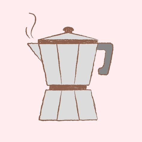 Moka Pot Illustration, Moka Pot Coffee, Coffee Shop Coffee, Cafe Bakery, Coffee Vector, Pink Coffee, Coffee Illustration, Moka Pot, Bakery Design