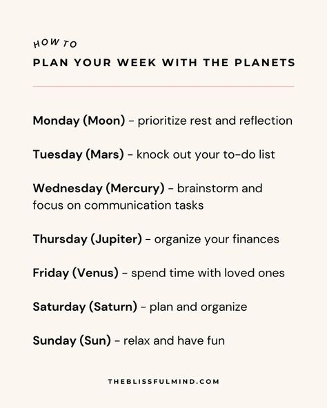 Different Energy, Planet Energy, Art Room Posters, Plan Your Week, Week Schedule, Calendar Journal, Witch Spirituality, Spiritual Journals, Making A Vision Board