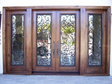 Custom Wood Doors by Grand Entrances in San Diego Glass Entrance Doors, Double Front Entry Doors, Custom Entry Doors, Wrought Iron Front Door, Main Entrance Door, Main Entrance Door Design, Balcony Doors, Iron Front Door, Custom Wood Doors