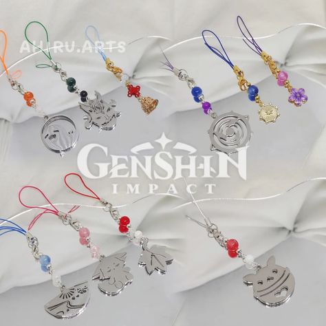 genshin phone charms ! --- hutao, silver - sold xiao, silver - sold [GK025] - ganyu, gold - rm8/ea yae miko, silver - sold [GK026] - ayaka, silver - rm10/ea [GK028] - kazuha, silver - rm10/ea scaramouche, silver - sold scaramouche, gold - sold [GK030] - raiden, gold - rm8/ea [GK022] - klee, silver - rm10/ea --- #ahiruav taking custom orders! #bracelet #keychain #beads #beadsjewelry #smallbusiness #handmade #jewelry #necklace #phonecharm #beadedjewelry #handmadejewelry #earrings #gensh... Genshin Bracelet, Genshin Inspired Jewelry, Genshin Impact Beaded Bracelets, Genshin Impact Jewelry, Genshin Phone Charm, Phone Charm, Bead Crafts, Beaded Jewelry, Bracelet