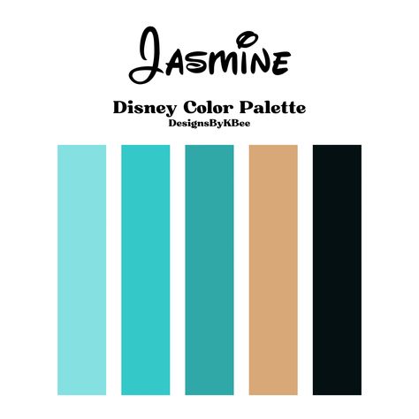 Princess Jasmine Color Palette, Disney Princess Bracelet Colors, Aladdin Color Palette, Disney Princess Colors Palette, Disney Color Combos, Disney Color Palette Character Design, Disney Colour Palette, Disney Character Color Schemes, Jasmine Color Palette