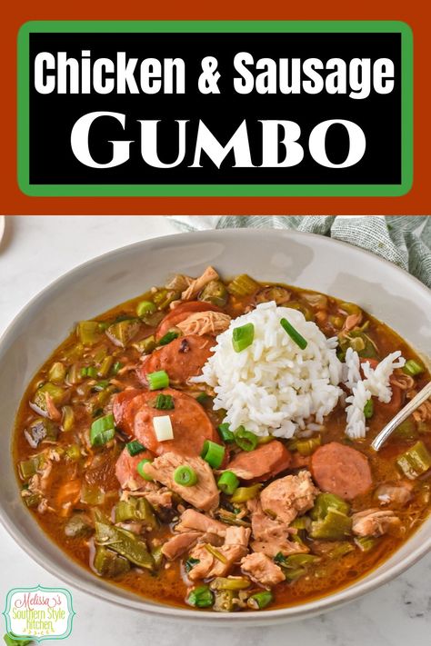 Chicken and Sausage Gumbo Okra Gumbo New Orleans, Oxtail Broth, Okra Gumbo Recipe, Vegetable Gumbo, Gumbo With Okra, Gumbo Recipe Okra, Spicy Okra, Okra Gumbo, Chicken And Sausage Gumbo