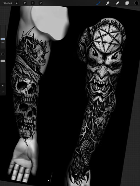 Tattoo Leo, Chaos Tattoo, Samurai Tattoo Sleeve, Satanic Tattoos, American Traditional Tattoo Ideas, Traditional Tattoo Ideas, Skull Sleeve Tattoos, Skull Sleeve, Web Tattoo