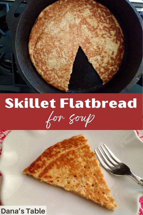 This easy recipe for skillet flatbread comes together quickly and is made from simple pantry ingredients. Add some mix-ins for extra flavor. It is the best bread for soup! Easy Skillet Bread, Bread For Soup, Skillet Flatbread, Quick Flatbread, Skillet Bread, Easy Flatbread, Best Bread, Simple Pantry, Pantry Ingredients