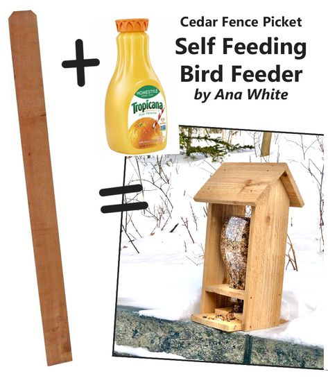 Plastic Bottle Bird Feeder Diy, Bottle Bird Feeder Diy, Plastic Bottle Bird Feeder, Bird Feeder Diy, Acreage Ideas, Orange Juice Bottle, Bottle Bird Feeder, Birdhouse Plans, Cedar Fence Pickets