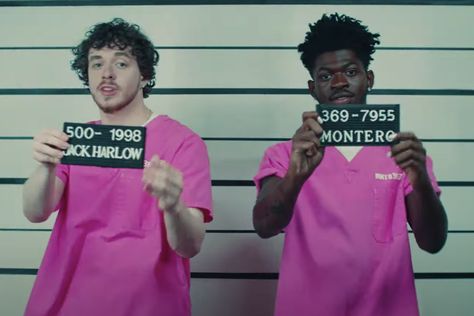 Lil Nas X, Jack Harlow Break Out of Prison in ‘Industry Baby’ Video – Rolling Stone Jack Harlow Costume, Lil Nas X Jack Harlow, Jack Harlow And Lil Nas, Dancing In The Shower, Singer Wallpaper, Industry Baby, Meme Text, Prisoner Costume, 90s Clothes