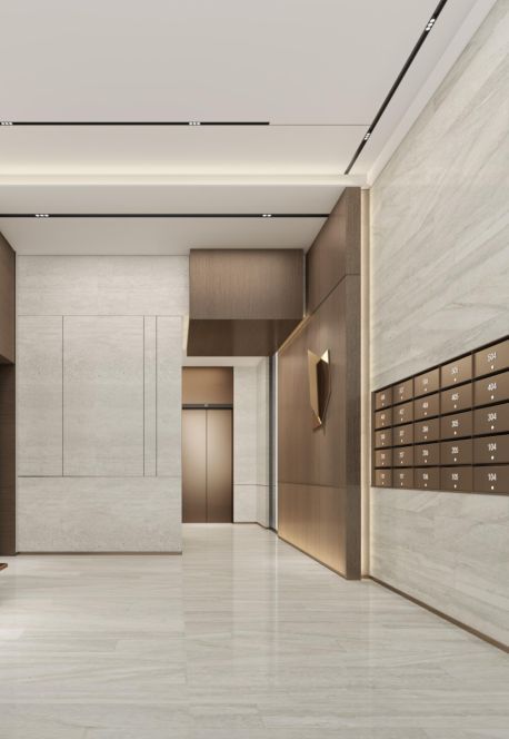 Modern Lobby Design Apartments, Building Lobby Design Entrance, Lobby Design House, Entrance Lobby Design Residential, Residential Lobby Interior, Small Lobby Design, Lobby Design Residential, Building Lobby Design, Residential Lobby Design