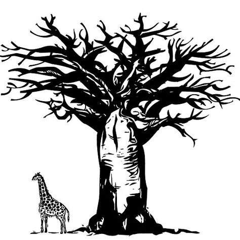 Baobab Tree Black And White, Boabab Tree Silhouette, Boabab Tree Tattoos, Baobab Tree Logo, Baobab Tree Tattoo, Baobab Tree Art, African Tree, Baobab Tree, Tree Templates