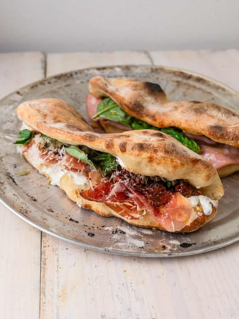 Pizza Sandwich with Ricotta Cheese - The Little Ferraro Kitchen Cheese Calzone, Pear Pizza, Four Cheese Pizza, Pizza Sandwich Recipe, Ricotta Pizza, Parmesan Salad, California Pizza, Pizza Sandwich, Smoked Cheese