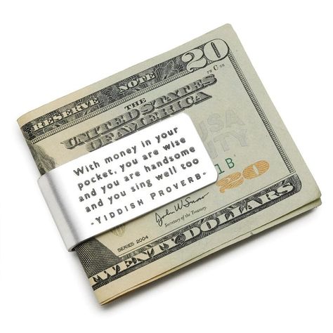 Pin for Later: 43 Affordable Presents For Dad Yiddish Proverb Money Clip Yiddish Proverb, You Are Handsome, Affordable Christmas Gifts, Cheap Christmas Gifts, Forever Gifts, Cheap Christmas, Hanukkah Gifts, Presents For Men, Christmas Gifts For Men