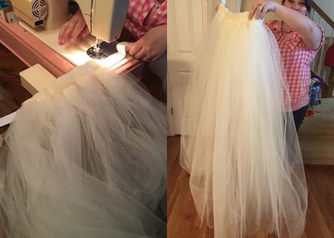 How To Make A Long Tulle Skirt, Diy Tulle Skirt For Women, Layered Tulle Skirt Diy, Diy Long Tulle Skirt, A Line Skirt Pattern Free, Tulle Skirt Diy, Make A Tulle Skirt, Tulle Skirt Pattern, How To Make A Tulle Skirt