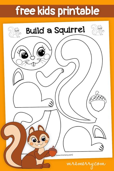 free printable make a squirrel craft Squrriel Craft, Felt Templates Printable Free Pattern Animals, Squirrel Pattern Printable, Squirrel Crafts For Preschoolers, Squirrel Worksheet, Preschool Squirrel Craft, Squirrel Template Free Printable, Squirrel Template, Fall Storytime