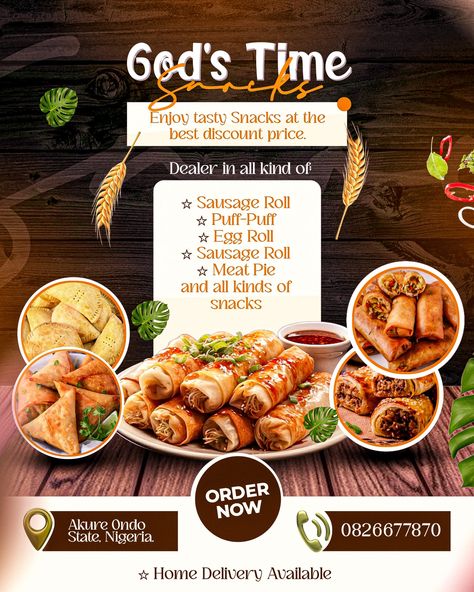 Flyer design 
Let me know your thoughts about it 

Connect with me on WhatsApp https://tinyurl.com/Btrdesign

Connect with me on Instagram http://instagram.com/i_am_btr1/

Make sure to follow me and save my pin for more content Snacks Flyer Design, Food Design Ideas, Flyer Design Ideas Layout, Food Flyer Design Ideas, Restaurant Flyers, Meat Rolls, Food Business Ideas, Product Flyer, Flyers Design