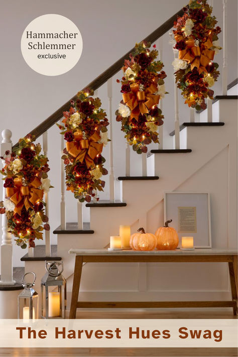 Available only from Hammacher Schlemmer, this is the cordless illuminated decor that celebrates the autumn harvest with white LEDs, lifelike faux foliage, and classic fall colors 🍂 Fall Decorations, Fall Leaves Garland Front Porch, Fall Outdoor Light Swags, Fall Decor Apartment, Fall Leaves Garland Front Door, Fall Lantern Swag, Halloween Living Room Decor, Fall Porch Signs Wreaths & Garlands, Halloween Living Room