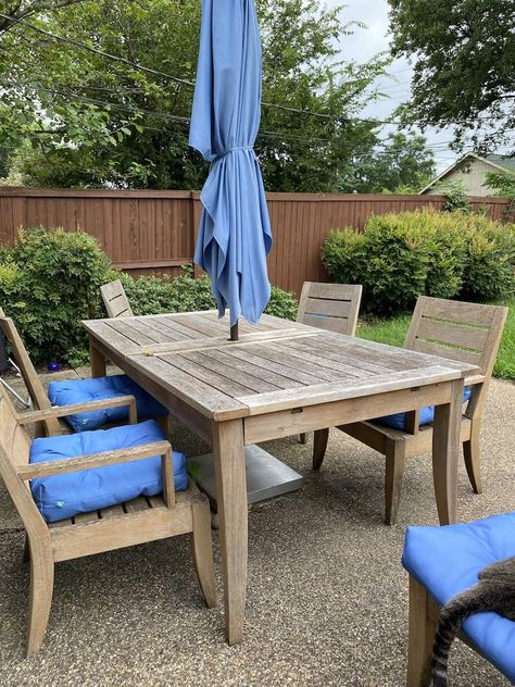 Teak Patio Furniture Ideas, Teak Outdoor Table, Teak Refinishing, Teak Patio Table, Teakwood Furniture, Teak Outdoor Dining Table, Outdoor Wood Table, Teak Garden Furniture, Teak Patio Furniture