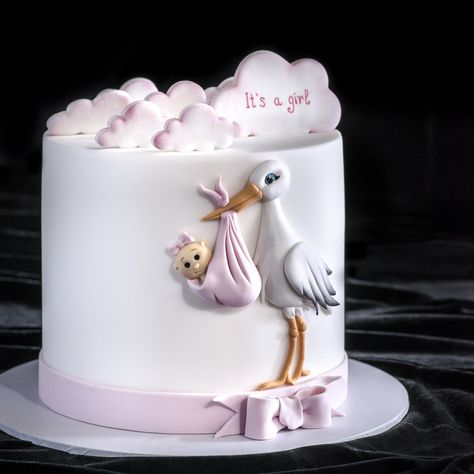 Welcome Home Baby Cake, Welcome Baby Girl Cake, Welcome Baby Cake, Stork Cake, Wallpaper Letter, Cakes Decor, Baby First Birthday Cake, Baby Shower Cakes Girl, Morning Nature