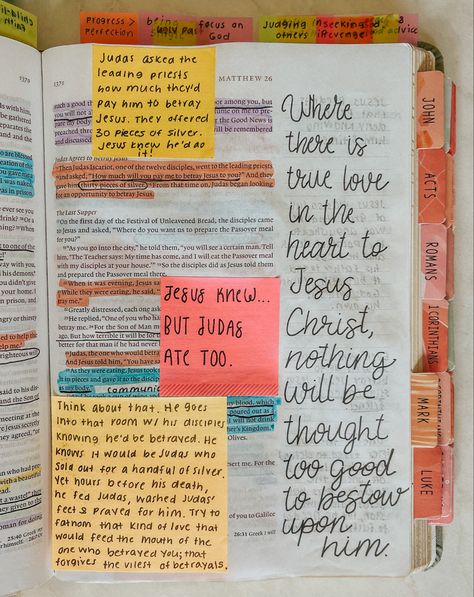 Matthew 26 Bible Journaling, Matthew Bible Study Notes, Jesus Journal Ideas, Annotated Bible, Bible Annotations, Bible Goals, Bible Tips, Matthew Bible, Bible Studying