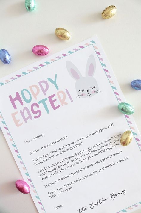 Easter Bunny letter for kids, printable and editable Letter From The Easter Bunny, Egg Hunt Sign, Easter Bunny Letter, Easter Bunny Template, Bunny Printable, Official Letter, Bunny Templates, Easter Morning, Easter Goodies