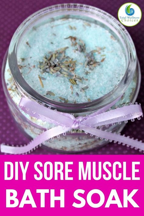 This DIY sore muscle bath soak with essential oils is an excellent natural remedy for sore muscle relief. #soremuscle #achymuscles #soremusclerelief #bathsoak #bathandbody #essentialoils Sore Muscles Bath Soak, Diy Bath Salts With Essential Oils, Body Butter Vs Lotion, Bath Salts Diy Recipes, Diy Bath Soak, Diy Bath Salt, Homemade Bath Salts, Diy Bath Salts, Bath Soak Recipe