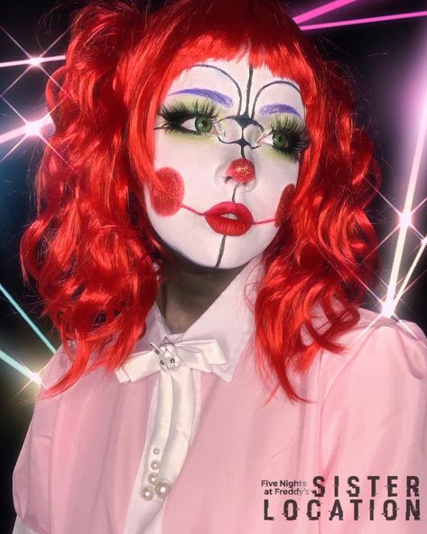 Circus Baby Fnaf, Artsy Makeup Look, Circus Makeup, Fnaf Costume, Baby Makeup, Artsy Makeup, Baby Cosplay, Brown Girls Makeup, Easy Cosplay