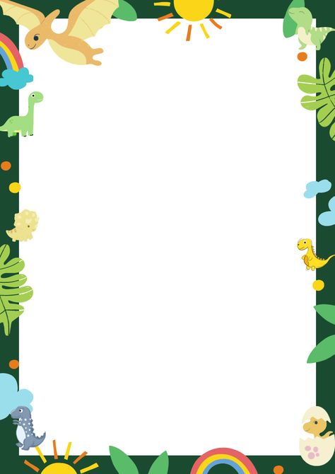 cute dino Dino Background, Cute Dino, School Frame, Slide Background, Preschool Writing, Kids Pages, Birthday Quotes For Best Friend, Page Borders, Dino Party