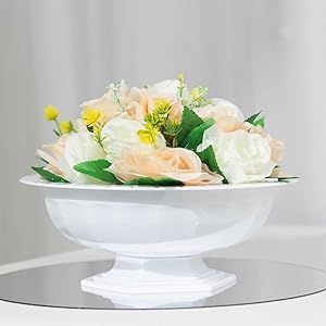 Efavormart 3 Pack White Roman Style Footed Compote Bowl Flower Vase, Round Decorative Plastic Planter Pedestal Vase Centerpiece - 10" Pedestal Vase Centerpiece, Planter Pedestal, Pedestal Bowls, Decoration Event, Vase Centerpiece, Plastic Planter, Pedestal Vase, Roman Style, Plastic Planters