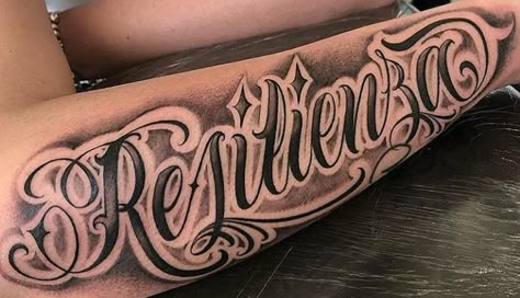 Typographic Tattoo, Arm Tattoos Lettering, Chucky Tattoo, Tattoos For Guys Forearm, Feminine Shoulder Tattoos, Arm Tattoos For Guys Forearm, Letters Tattoo, Names Tattoos For Men, Typography Tattoo